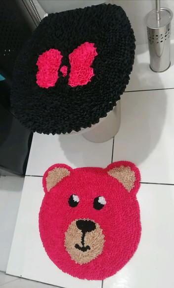 Tapetes Frufru Lavabo Ursa Pink Antiderrapante