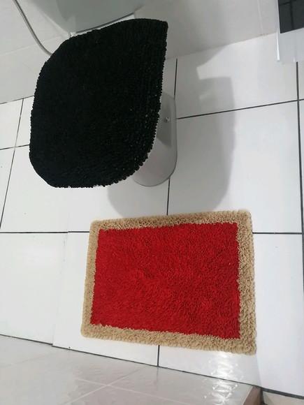 Tapetes Frufru Lavabo Vermelho Antiderrapante