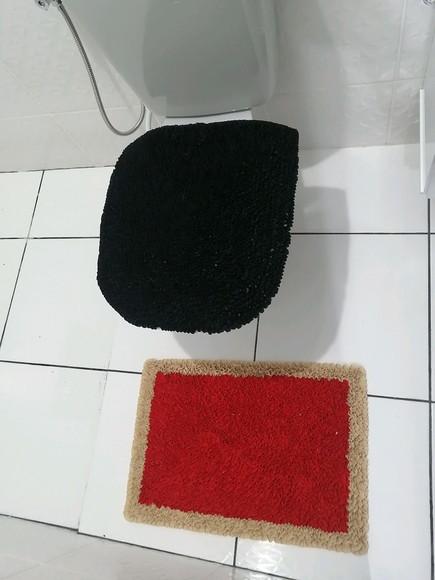 Tapetes Frufru Lavabo Vermelho Antiderrapante