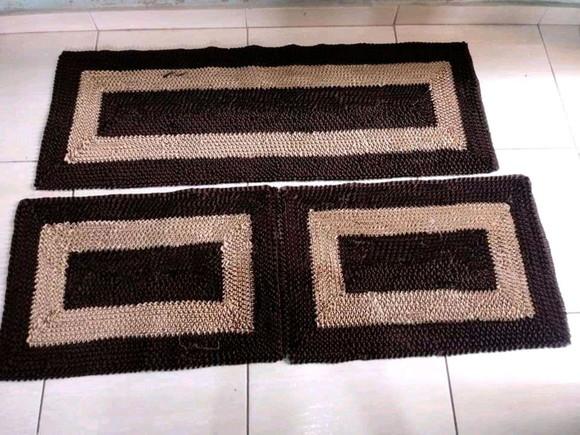 Tapetes Frufru Marrom e Bege 1m70cm x 40cm Antiderrapante