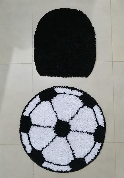 Tapetes Frufru para Lavabo Bola de Futebol Antiderrapante