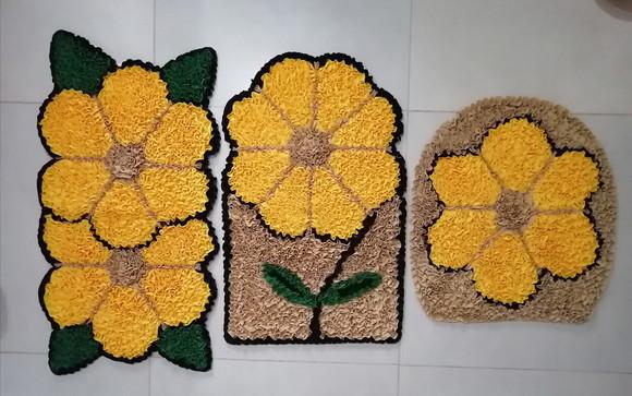 Tapetes Frufru para Banheiro Flor Amarela Antiderrapante