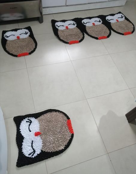 Tapetes Frufru para Cozinha Corujas Antiderrapante