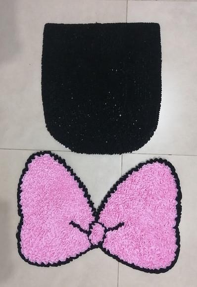 Tapetes Frufru para Lavabo Laço Rosa Bebê Antiderrapante