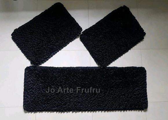 Tapetes Frufru Preto Simples Antiderrapante