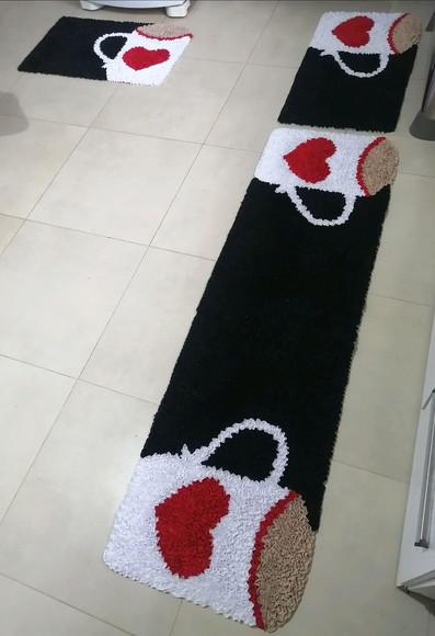 Tapetes Frufru Xícaras 1m70cm x 40cm Antiderrapante