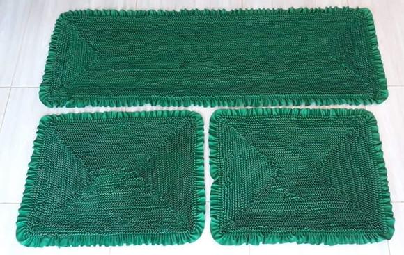 Tapetes Frufru Verde Escuro Antiderrapante