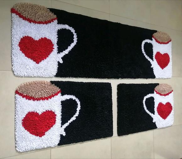 Tapetes Frufru Xícaras 1m70cm x 40cm Antiderrapante