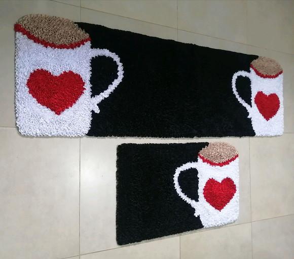 Tapetes Frufru Xícaras 1m70cm x 40cm Antiderrapante