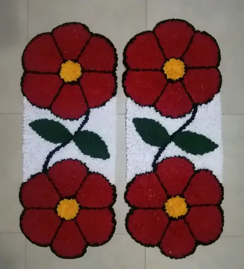 2 Passadeiras de Frufru para Quarto Flor 1m Antiderrapante