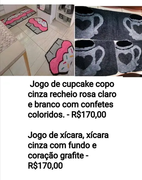 2 Jogos Tapetes Frufru Antiderrapante