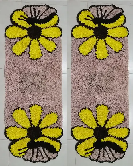 2 Passadeiras de Quarto Flor em Frufru Antiderrapante