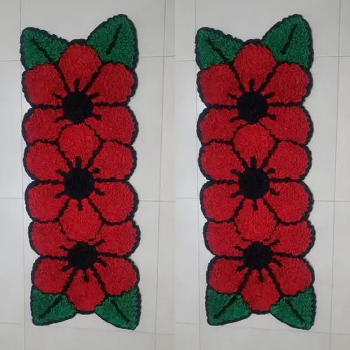 2 Passadeiras de Quarto Flor em Frufru 1m20cm Antiderrapante