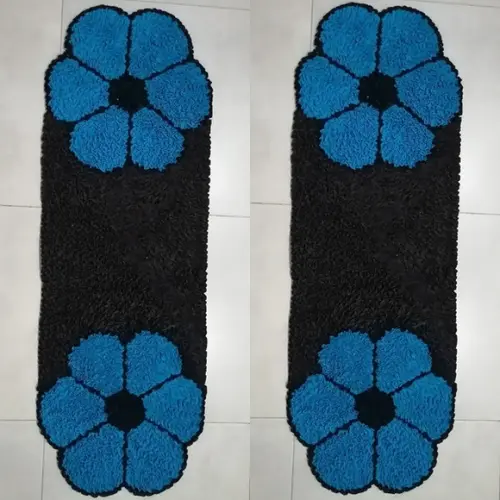 2 Passadeiras de Quarto Flor em Frufru Antiderrapante
