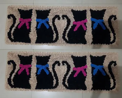 2 Passadeiras de Quarto Gatos em Frufru Antiderrapante