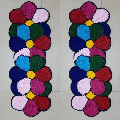2 Passadeiras de Quarto Flor em Frufru Antiderrapante