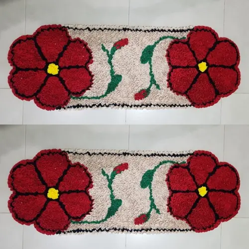 2 Passadeiras de Quarto Flor em Frufru Antiderrapante