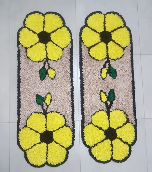 2 Passadeiras Flor Amarela Frufru 1m20cm Antiderrapante