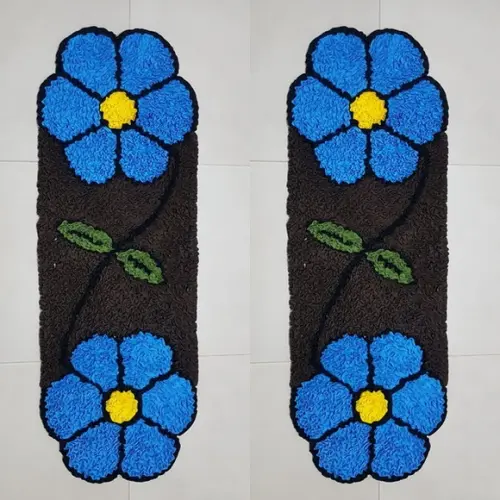 2 Passadeiras de Quarto Flor em Frufru Antiderrapante