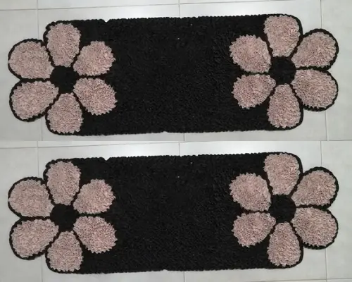 2 Passadeiras Frufru Flor Bege 1m20cm x 40cm Antiderrapante