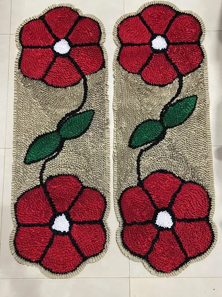2 Passadeiras Flor Vermelha Antiderrapante