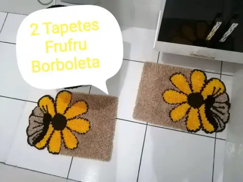 2 Tapetes Frufru Borboleta Antiderrapante