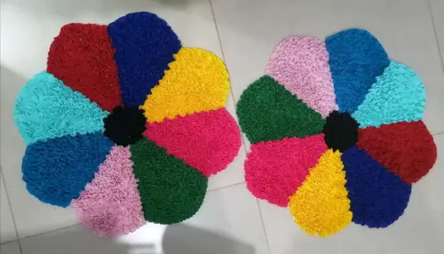 2 Tapetes Frufru Flor Colorida Antiderrapante