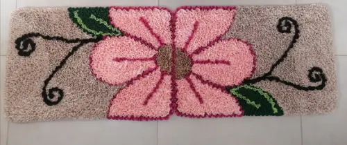 2 Tapetes Frufru Flor Rosa Antiderrapante