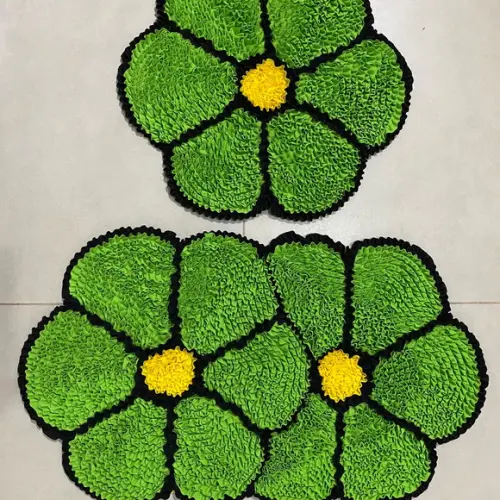 2 Tapetes Frufru Flor Verde Antiderrapante