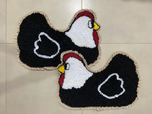 2 Tapetes Frufru Galinhas Antiderrapante