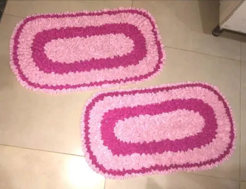 2 Tapetes Frufru Rosa Antiderrapante