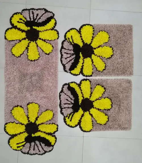 Jogo Cozinha Flor Amarela em Frufru Antiderrapante