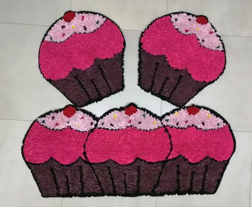 Jogo de Cozinha Cupcake Frufru Antiderrapante
