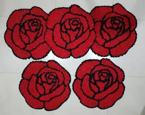 Jogo de Cozinha Rosas em Frufru Antiderrapante
