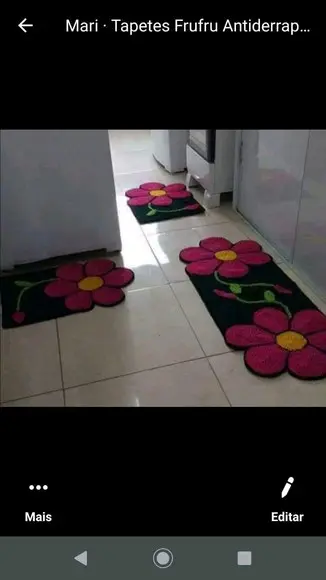 Jogo de Flor Rosa em Frufru com Antiderrapante