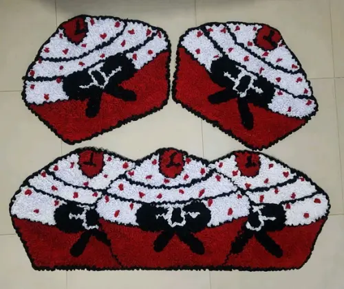 Jogo de Tapetes Frufru Cupcake Antiderrapante