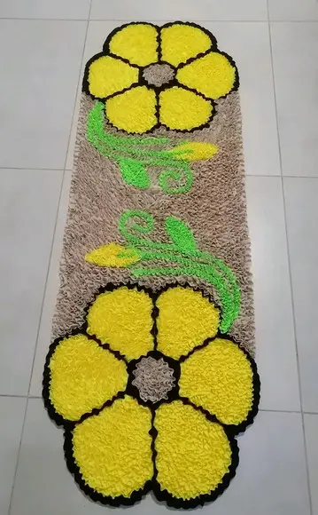 Passadeira Frufru Flor Amarela 1m20cm x 40cm Antiderrapante
