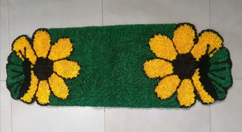 Passadeira Frufru Flor Amarela 1m20cm x 40cm Antiderrapante