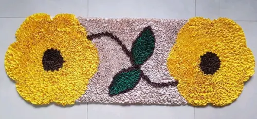 Passadeira Frufru Flor Amarela 1m20cm x 40cm Antiderrapante