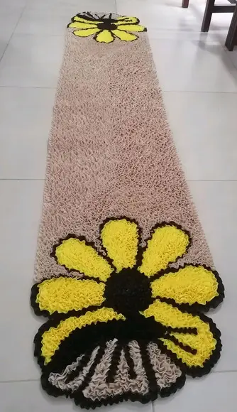 Passadeira Frufru Flor Amarela 2m Antiderrapante