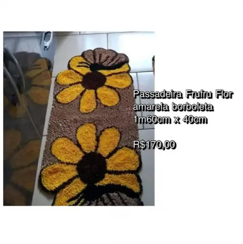 Passadeira Frufru Flor Amarela Borboleta Antiderrapante