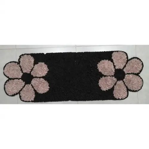 Passadeira Frufru Flor Bege 1m68cm x 40cm Antiderrapante