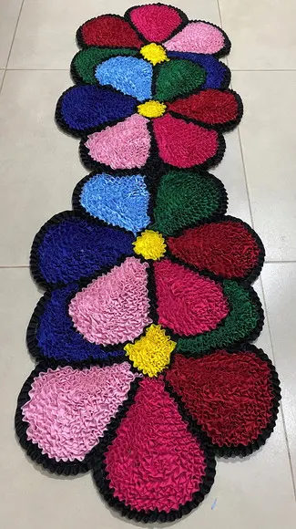 Passadeira Frufru Flor Colorida 1m20cm Antiderrapante