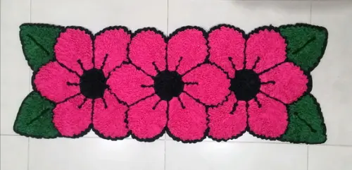 Passadeira Frufru Flor Rosa Antiderrapante