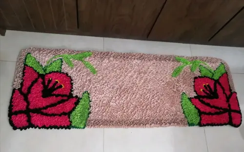 Passadeira Frufru Flor Rosa Pink 1m20cm Antiderrapante