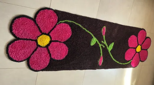 Passadeira Frufru Flor Rosa Pink 2m x 60cm Antiderrapante