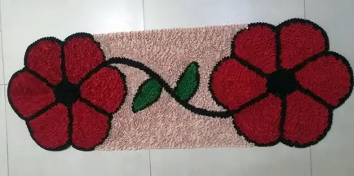 Passadeira Frufru Flor Vermelha 1m20cm Antiderrapante