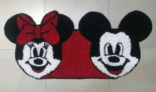 Passadeira Frufru Minnie e Mickey 1m20cm Antiderrapante