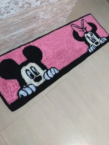 Passadeira Frufru Minnie e Mickey 1m20cm Antiderrapante