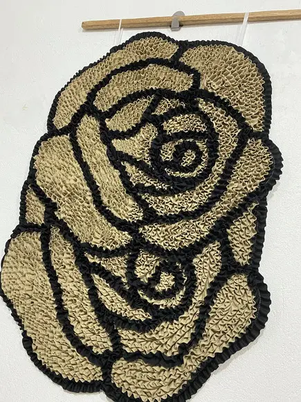 Tapeçaria de Parede Frufru Rosa Bege